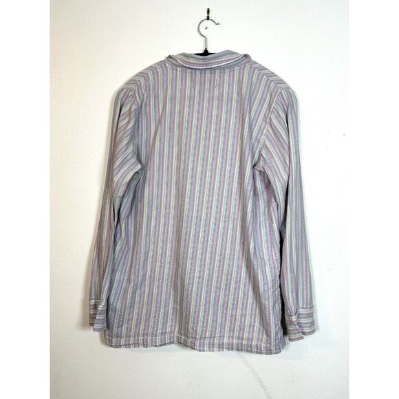 Victorias Secret Pink Womens M Button Down Shirt Pajama Top Striped Long Sleeve - Picture 7 of 8